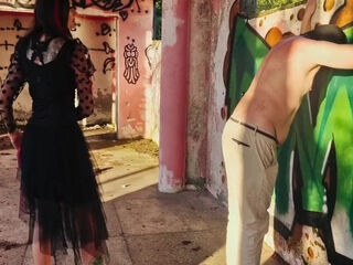 Bdsm Femdom Flogging Punishes Her Slave At Sunset In An Abandoned Building. Back Scratching With Dominatrix Nika