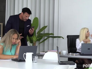 Company Bosses Fuck Bisexual Secretaries in Interracial Office Orgy GP1926